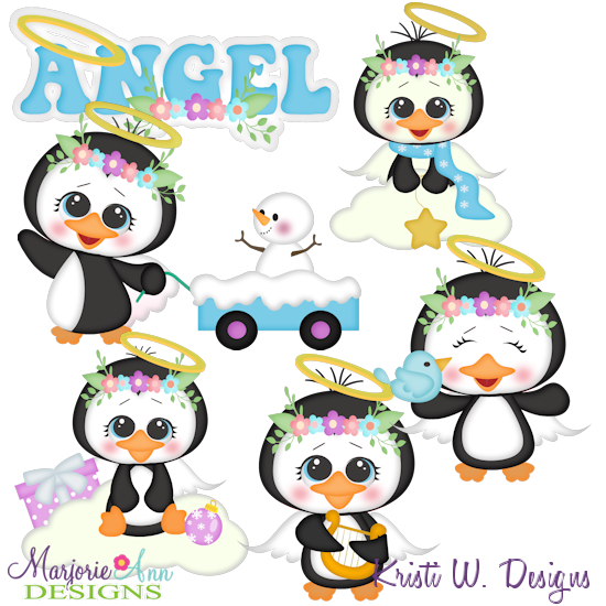 Angel Penguins SVG Cutting Files + Clipart - Click Image to Close
